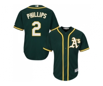 Youth Oakland Athletics #2 Tony Phillips Green Cool Base Stitched MLB Jersey