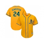 Youth Oakland Athletics #24 Rickey Henderson Gold Cool Base Stitched MLB Jersey