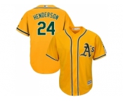 Youth Oakland Athletics #24 Rickey Henderson Gold Cool Base Stitched MLB Jersey