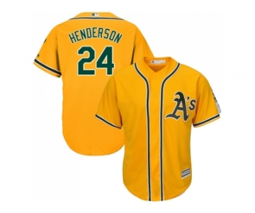 Youth Oakland Athletics #24 Rickey Henderson Gold Cool Base Stitched MLB Jersey