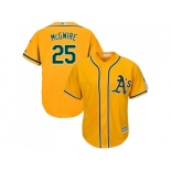 Youth Oakland Athletics #25 Mark McGwire Gold Cool Base Stitched MLB Jersey