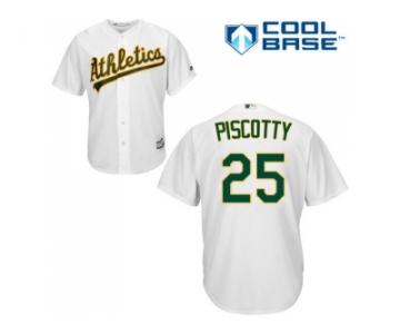 Youth Oakland Athletics #25 Stephen Piscotty White Cool Base Stitched MLB Jersey