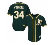 Youth Oakland Athletics #34 Rollie Fingers Green Cool Base Stitched MLB Jersey