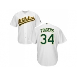 Youth Oakland Athletics #34 Rollie Fingers White Cool Base Stitched MLB Jersey