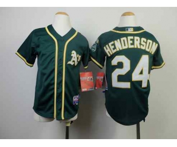 youth mlb jerseys oakland athletics #24 henderson green[2014 new]