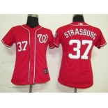 MLB Women Jerseys Washington Nationals #37 Strasburg Red