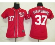 MLB Women Jerseys Washington Nationals #37 Strasburg Red