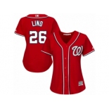 Women Majestic Washington Nationals #26 Adam Lind Replica Red Alternate 1 Cool Base MLB Jersey