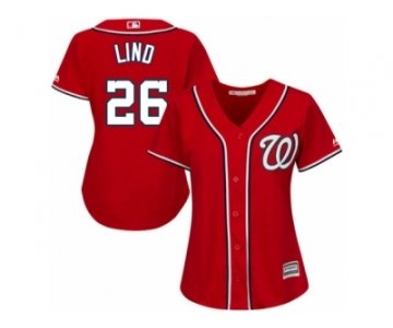 Women Majestic Washington Nationals #26 Adam Lind Replica Red Alternate 1 Cool Base MLB Jersey