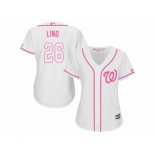 Women Majestic Washington Nationals #26 Adam Lind Replica White Fashion Cool Base MLB Jersey