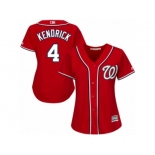 Women Majestic Washington Nationals #4 Howie Kendrick Authentic Red Alternate 1 Cool Base MLB Jersey