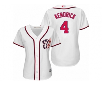 Women Majestic Washington Nationals #4 Howie Kendrick Authentic White Home Cool Base MLB Jersey