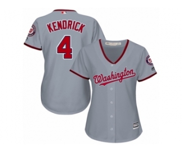 Women Majestic Washington Nationals #4 Howie Kendrick Replica Grey Road Cool Base MLB Jersey