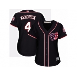 Women Majestic Washington Nationals #4 Howie Kendrick Replica Navy Blue Alternate 2 Cool Base MLB Jersey