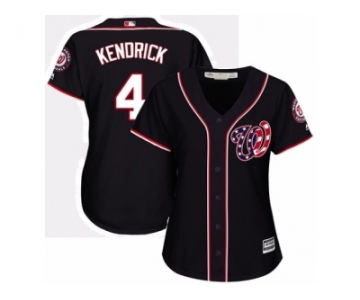 Women Majestic Washington Nationals #4 Howie Kendrick Replica Navy Blue Alternate 2 Cool Base MLB Jersey