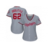 Women Majestic Washington Nationals #62 Sean Doolittle Replica Grey Road Cool Base MLB Jersey