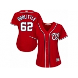 Women Majestic Washington Nationals #62 Sean Doolittle Replica Red Alternate 1 Cool Base MLB Jersey