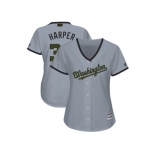 Women Washington Nationals #34 Bryce Harper Grey 2018 Memorial Day Cool Base Stitched MLB Jersey