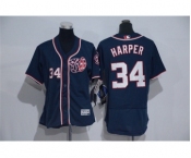 Women Washington Nationals #34 Bryce Harper Majestic Navy Blue Flexbase Authentic Collection Jersey