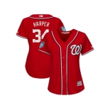 Women Washington Nationals #34 Bryce Harper Majestic Scarlet 2018 Spring Training Cool Base Player Jersey