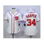 Women Washington Nationals #34 Bryce Harper White Fashion Stitched MLB Jersey