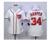 Women Washington Nationals #34 Bryce Harper White Fashion Stitched MLB Jersey