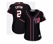 Women's Majestic Washington Nationals #2 Adam Eaton Authentic Navy Blue Alternate 2 Cool Base MLB Jersey