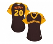 Women's Majestic Washington Nationals #20 Daniel Murphy Authentic Brown 2016 All-Star National League BP Cool Base MLB Jersey