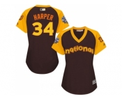 Women's Majestic Washington Nationals #34 Bryce Harper Authentic Brown 2016 All-Star National League BP Cool Base MLB Jersey