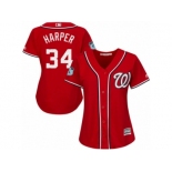 Women's Majestic Washington Nationals #34 Bryce Harper Authentic Scarlet 2017 Spring Training Cool Base MLB Jersey