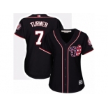 Women's Majestic Washington Nationals #7 Trea Turner Replica Navy Blue Alternate 2 Cool Base MLB Jersey