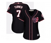 Women's Majestic Washington Nationals #7 Trea Turner Replica Navy Blue Alternate 2 Cool Base MLB Jersey