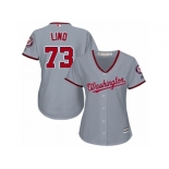 Women's Majestic Washington Nationals #73 Adam Lind Replica Grey Road Cool Base MLB Jersey