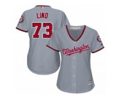 Women's Majestic Washington Nationals #73 Adam Lind Replica Grey Road Cool Base MLB Jersey