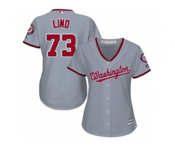 Women's Majestic Washington Nationals #73 Adam Lind Replica Grey Road Cool Base MLB Jersey