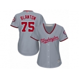 Women's Majestic Washington Nationals #75 Joe Blanton Replica Grey Road Cool Base MLB Jersey