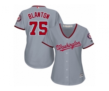 Women's Majestic Washington Nationals #75 Joe Blanton Replica Grey Road Cool Base MLB Jersey