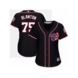 Women's Majestic Washington Nationals #75 Joe Blanton Replica Navy Blue Alternate 2 Cool Base MLB Jersey