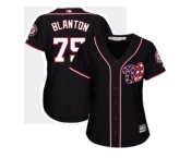 Women's Majestic Washington Nationals #75 Joe Blanton Replica Navy Blue Alternate 2 Cool Base MLB Jersey