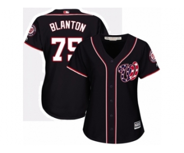 Women's Majestic Washington Nationals #75 Joe Blanton Replica Navy Blue Alternate 2 Cool Base MLB Jersey