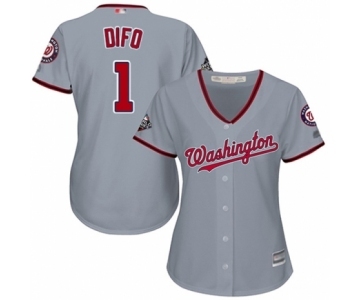 Women's Washington Nationals #1 Wilmer Difo Authentic Grey Road Cool Base 2019 World Series Bound Baseball Jersey