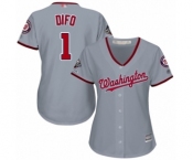 Women's Washington Nationals #1 Wilmer Difo Authentic Grey Road Cool Base 2019 World Series Champions Baseball Jersey