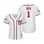 Women's Washington Nationals #1 Wilmer Difo Authentic White Home Cool Base 2019 World Series Bound Baseball Jersey