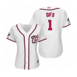 Women's Washington Nationals #1 Wilmer Difo Authentic White Home Cool Base 2019 World Series Champions Baseball Jersey