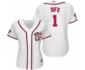 Women's Washington Nationals #1 Wilmer Difo Authentic White Home Cool Base 2019 World Series Champions Baseball Jersey