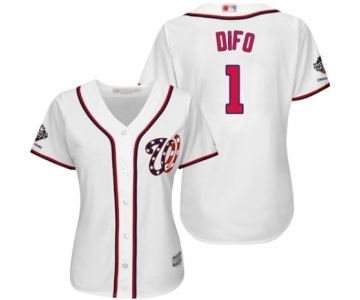 Women's Washington Nationals #1 Wilmer Difo Authentic White Home Cool Base 2019 World Series Champions Baseball Jersey