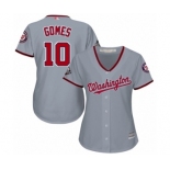 Women's Washington Nationals #10 Yan Gomes Authentic Grey Road Cool Base 2019 World Series Bound Baseball Jersey