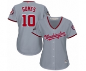 Women's Washington Nationals #10 Yan Gomes Authentic Grey Road Cool Base 2019 World Series Champions Baseball Jersey