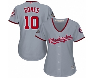 Women's Washington Nationals #10 Yan Gomes Authentic Grey Road Cool Base 2019 World Series Champions Baseball Jersey