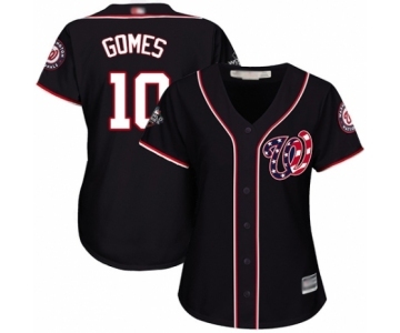 Women's Washington Nationals #10 Yan Gomes Authentic Navy Blue Alternate 2 Cool Base 2019 World Series Bound Baseball Jersey